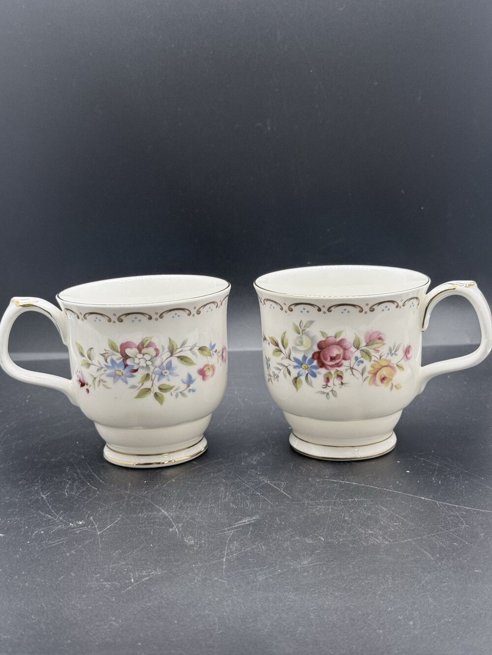 Royal Albert Jubilee Rose 2 Coffee Mugs In Bone China Made in England Read